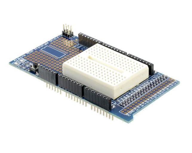 Arduino MEGA ProtoShield met Mini Breadboard 170 gaats